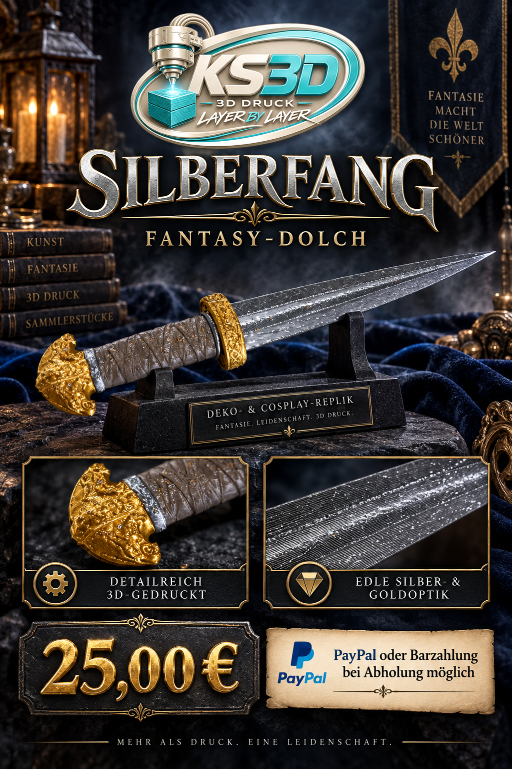 Dolch „Silberfang“ für Cosplay