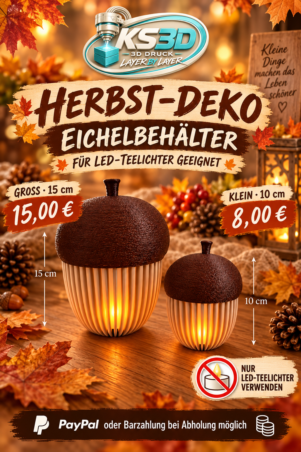 Eichelbehälter für LED Teelicht